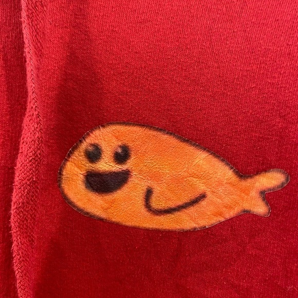 John Lauren Fishy Nippies Hoodie Mens Size Small Red Pullover Casual Streetwear - Picture 3 of 12